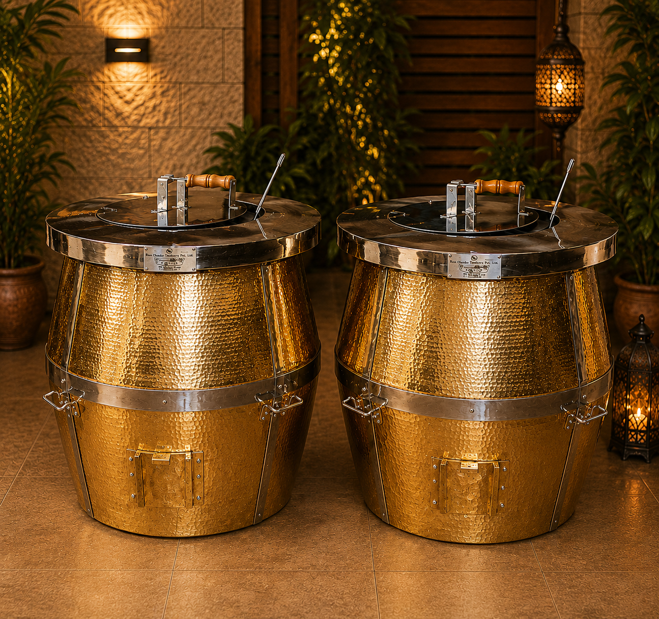 Brass Hammered Barrel Tandoor